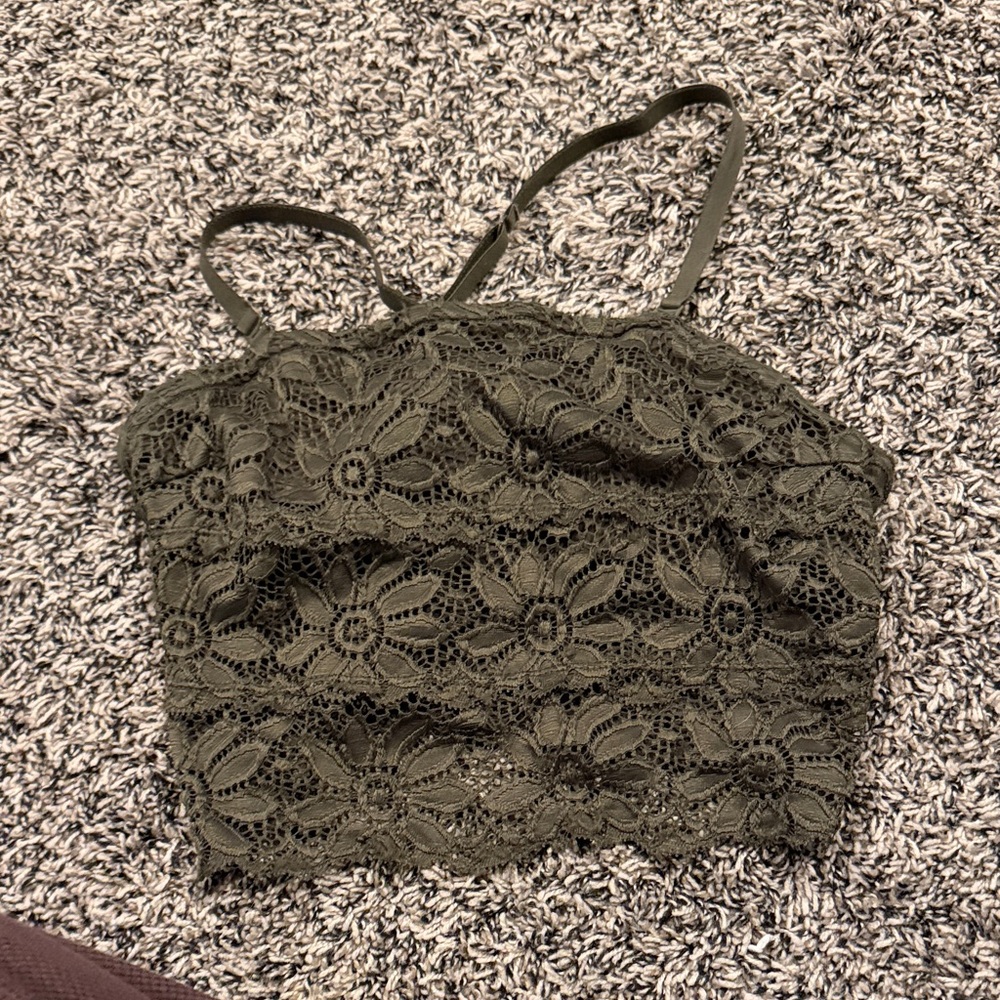 Olive Lace Crop Top